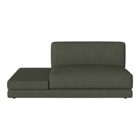 Dark green modern sectional sofa with a textured fabric finish, featuring clean lines and minimalist design.