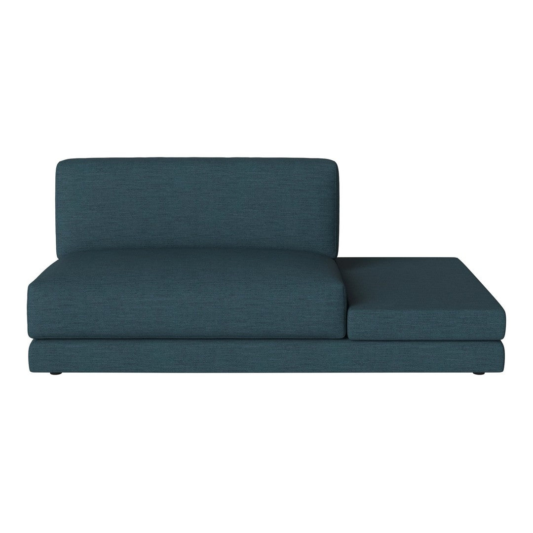 Teal sectional sofa with a sleek, modern design and textured fabric for a stylish contemporary look.