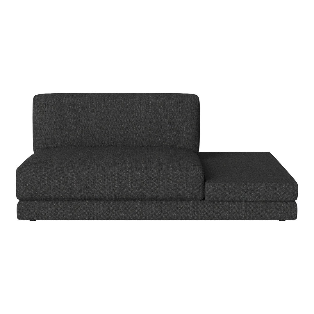 Modern gray sectional sofa with clean lines and a textured fabric, perfect for contemporary living spaces.