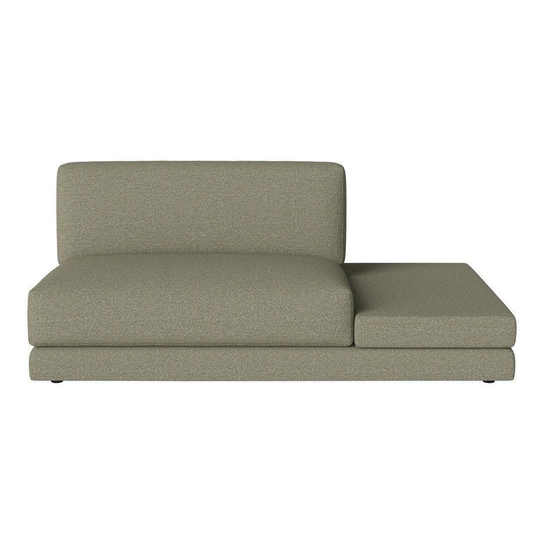 Sleek olive-green sectional sofa with a textured pattern, perfect for modern living spaces.