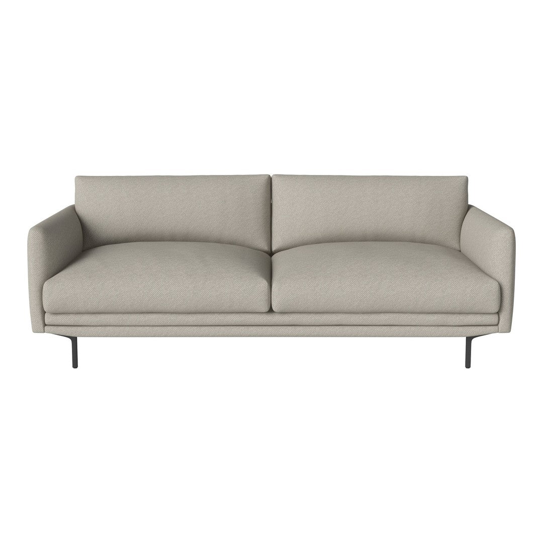 Light gray modern sofa with a minimalist design and smooth fabric upholstery. Perfect for contemporary living spaces.