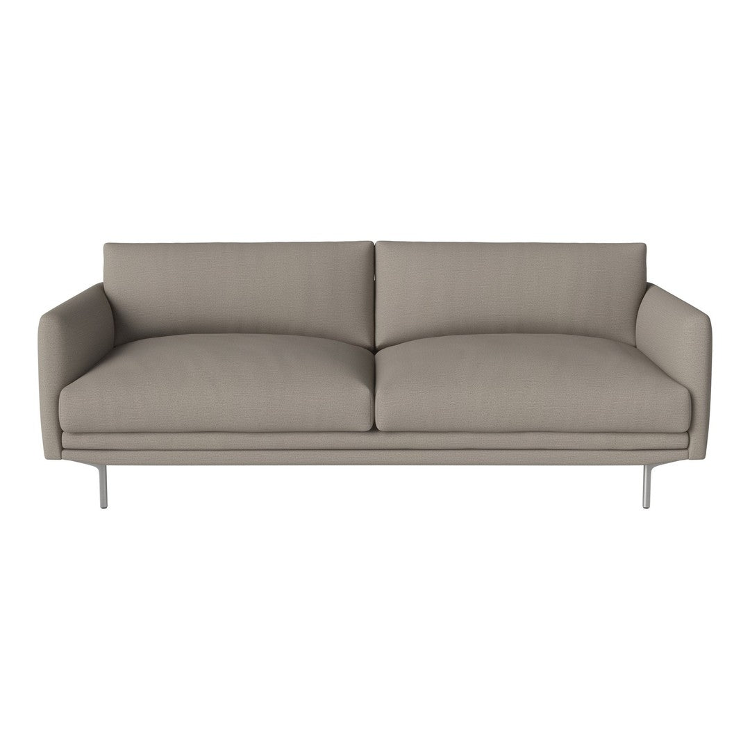 Modern beige sofa with clean lines, featuring a smooth fabric surface and minimalistic design. Ideal for contemporary decor.