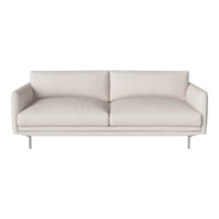 Light beige modern sofa with smooth fabric and simple design, featuring clean lines and no visible patterns.