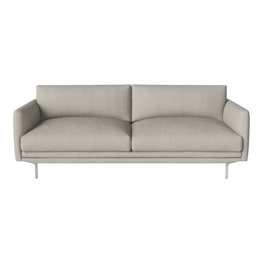 Light gray sofa with a sleek, minimalist design and smooth, solid fabric upholstery. Modern and versatile accent piece.