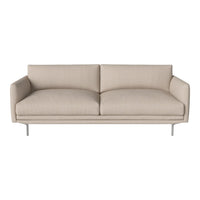 Beige modern sofa with a smooth texture and minimalistic design, featuring straight lines and soft, neutral tones.