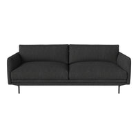 Stylish black fabric sofa with smooth lines and minimalist design, perfect for modern interiors.