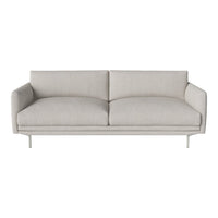 Light gray sofa with smooth fabric and minimalistic design. Perfect for modern and contemporary living spaces.
