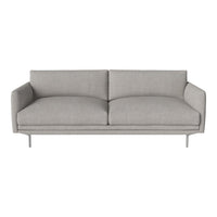Light gray modern sofa with sleek lines and a minimalist design, featuring a plain fabric upholstery.