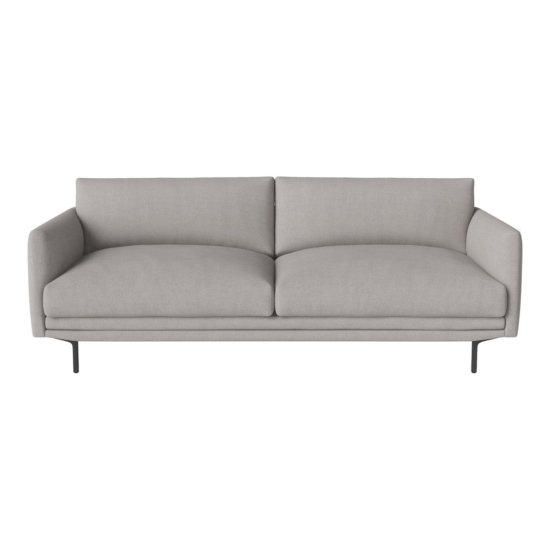 Light gray modern sofa with a sleek design, featuring smooth fabric and minimalist lines. Ideal for contemporary decor.