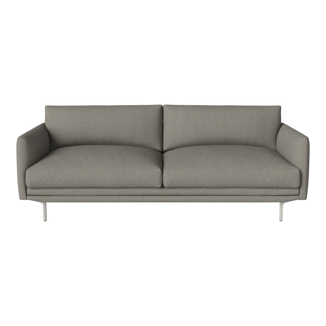 Stylish gray fabric sofa with a minimalist design and clean lines, perfect for modern living spaces.