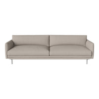 Light beige modern sofa with smooth fabric upholstery and minimalist design, featuring simple lines and no patterns.