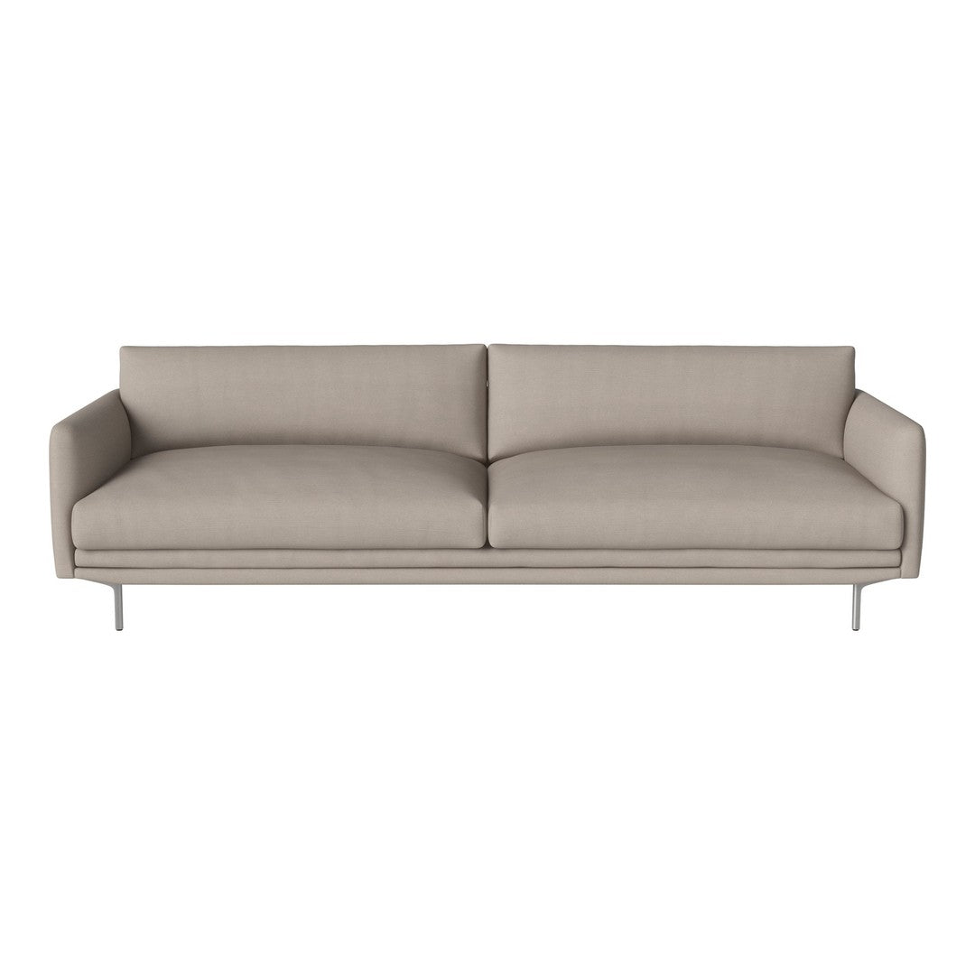 Light beige sofa with a smooth, textured fabric and clean, modern lines. Ideal for contemporary living spaces.