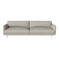 Light gray modern sofa with smooth fabric and minimalist design, featuring clean lines and no visible patterns.
