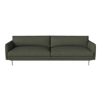 Modern green sofa with a textured fabric and sleek silver legs, perfect for contemporary living spaces.