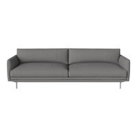 Modern gray sofa with sleek design and smooth upholstery, featuring clean lines and minimalist style.