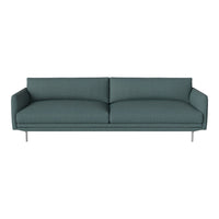Teal upholstered sofa with a minimalist design and subtle textured pattern. Perfect for modern living spaces.