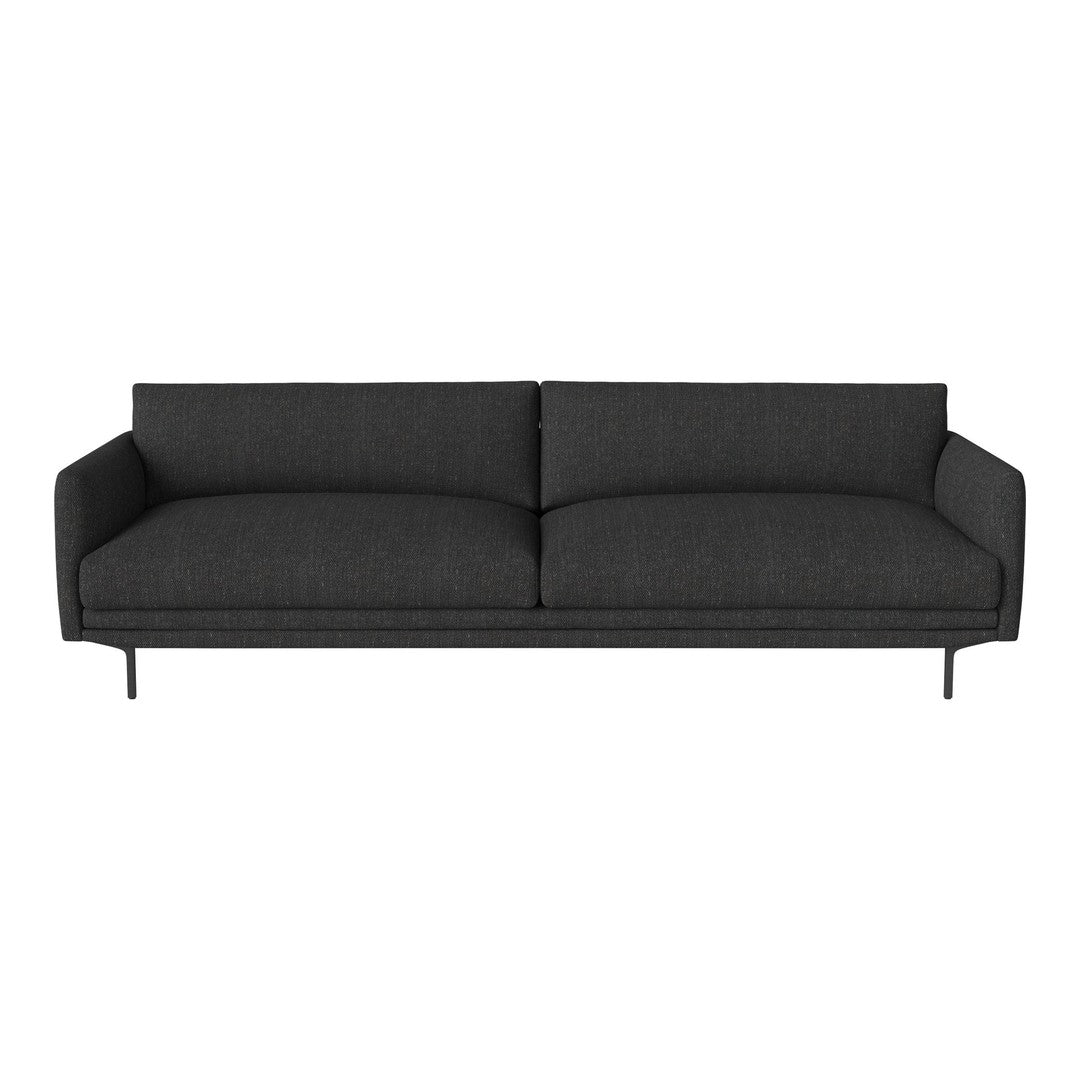 Modern gray sofa with a clean design and minimalistic style, featuring a smooth texture and no distinct patterns.