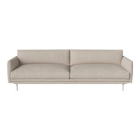 Light beige fabric sofa with clean lines and minimalistic design, featuring subtle texture and soft tones.