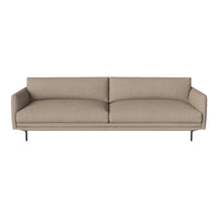 Beige minimalist sofa with clean lines and a smooth texture, featuring a light neutral color palette and no patterns.