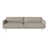 Light gray modern sofa with a simple design and smooth fabric, featuring clean lines and minimalistic style.