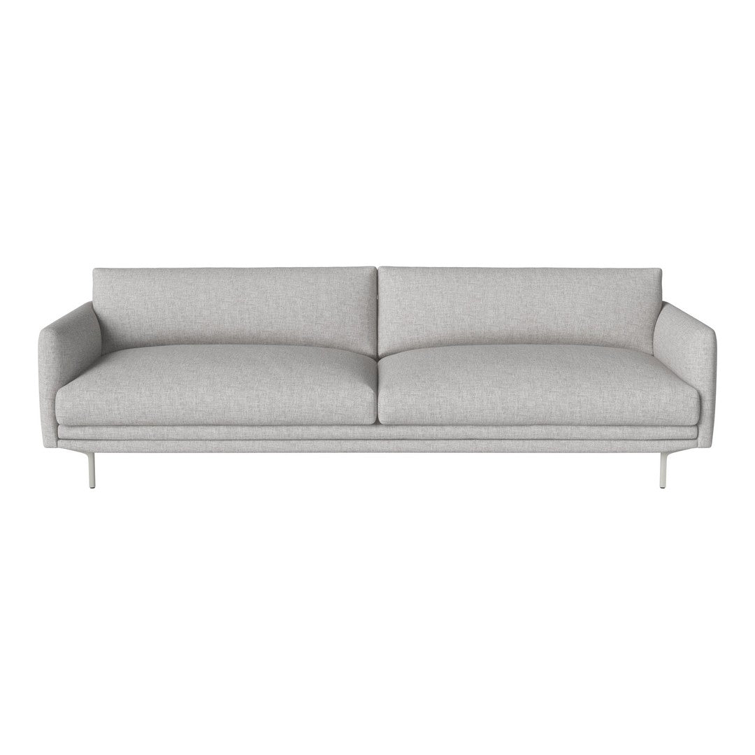 Light gray modern sofa with a minimalist design and smooth fabric texture, featuring subtle, understated patterns.
