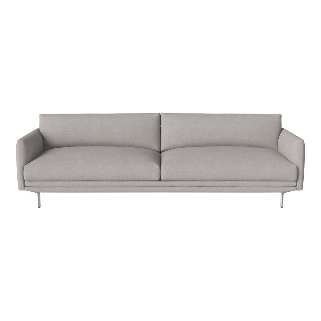 Light gray modern sofa with a minimalist design and smooth fabric upholstery. Perfect for contemporary interiors.