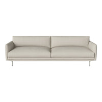Light gray upholstered sofa with a smooth, minimalist design and clean lines, perfect for modern interiors.