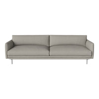 Sleek gray sofa with a minimalist design, featuring soft, smooth upholstery and a simple, modern silhouette.