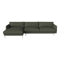 Modern green sectional sofa with a textured pattern and sleek metallic legs. Perfect for contemporary living spaces.