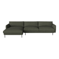 Stylish green sectional sofa with soft, textured fabric and clean lines, perfect for modern living spaces.