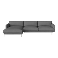 Modern gray sectional sofa with clean lines and smooth, textured fabric. Perfect for contemporary living spaces.