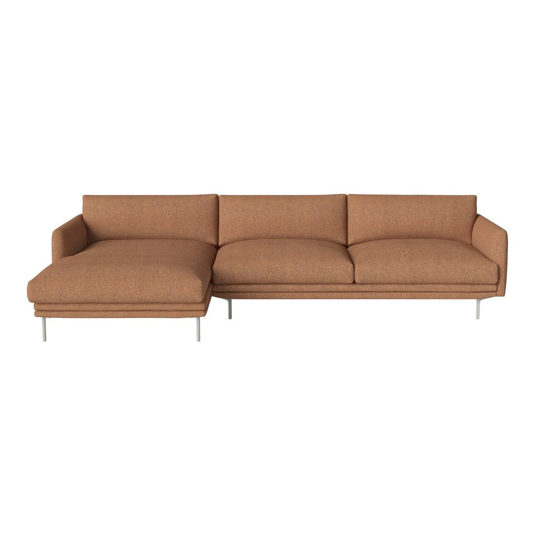 Brown textured fabric sectional sofa with sleek metal legs and modern design, perfect for contemporary interiors.