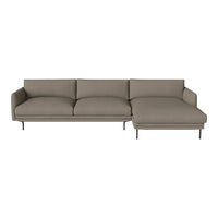 Modern sectional sofa in muted taupe fabric with clean lines and a minimalist design. Perfect for contemporary decor.