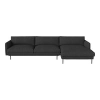 Modern gray sectional sofa with a textured fabric and minimalist design, perfect for contemporary interiors.