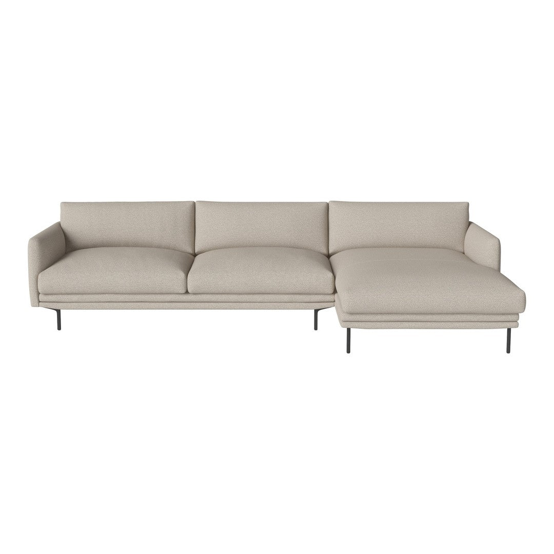 Light beige modern sectional sofa with smooth cushions and a minimalist design. Ideal for contemporary living spaces.