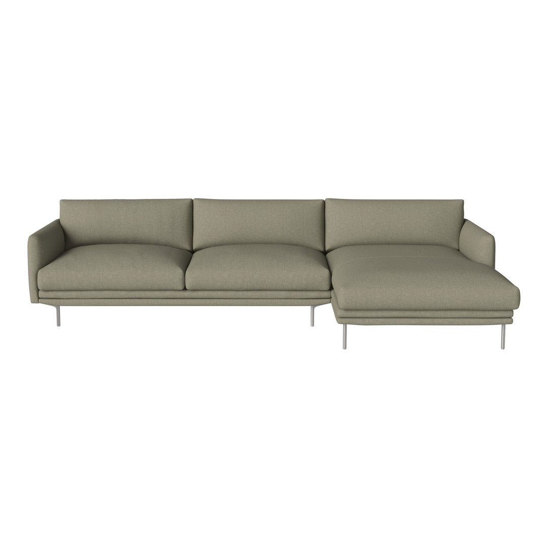 Modern olive green sectional sofa with a sleek design and simple, solid pattern. Ideal for contemporary interiors.