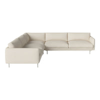 Luxe cream sectional sofa with smooth upholstery and minimalist design on sleek metal legs. Perfect for modern spaces.