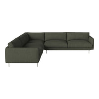 Modern sectional sofa in deep olive green fabric with clean lines and plush cushions. Perfect for contemporary living.