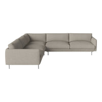 Light gray sectional sofa with a smooth fabric finish and modern design, featuring clean lines and minimalist style.