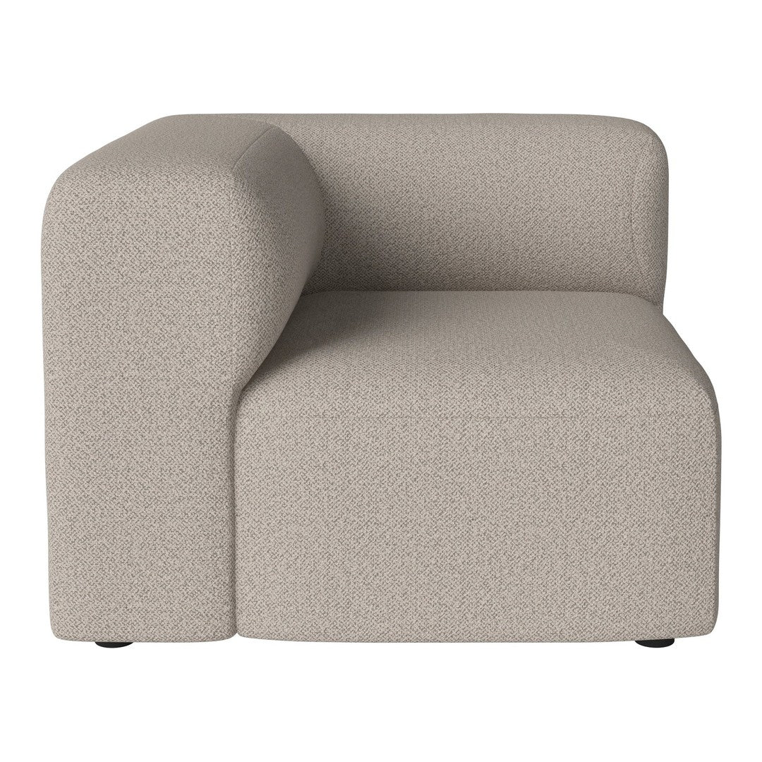 Beige textured corner sofa with a minimalist design and soft, rounded edges. Perfect for modern interiors.