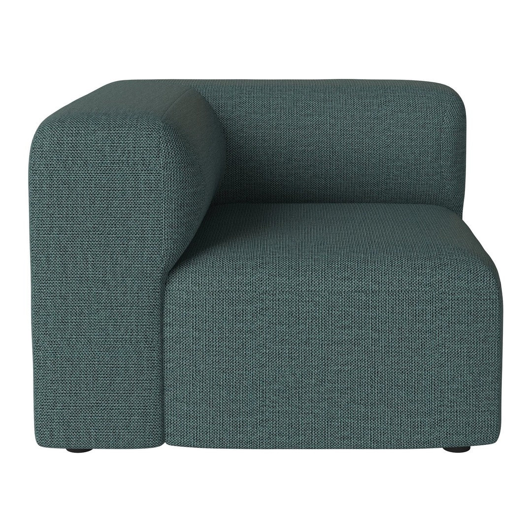 Teal upholstered corner sofa with a subtle textured pattern, adding modern elegance to any space.