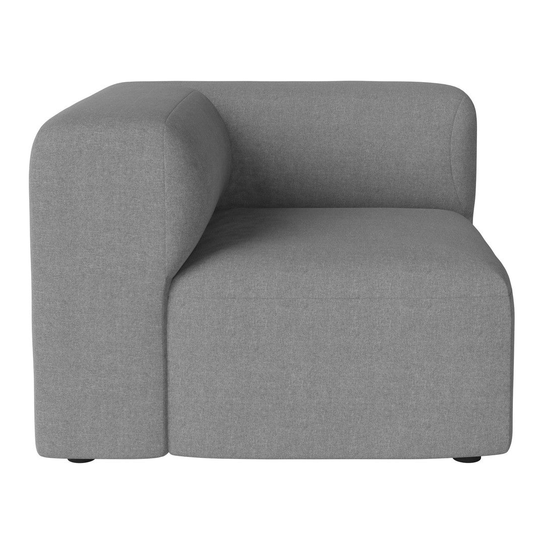 Gray fabric armchair with a modern, geometric design and soft, smooth texture. Perfect for contemporary interiors.