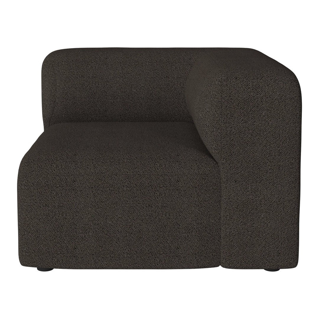 Dark brown textured upholstery with a smooth, modern design. Perfect for contemporary living spaces.