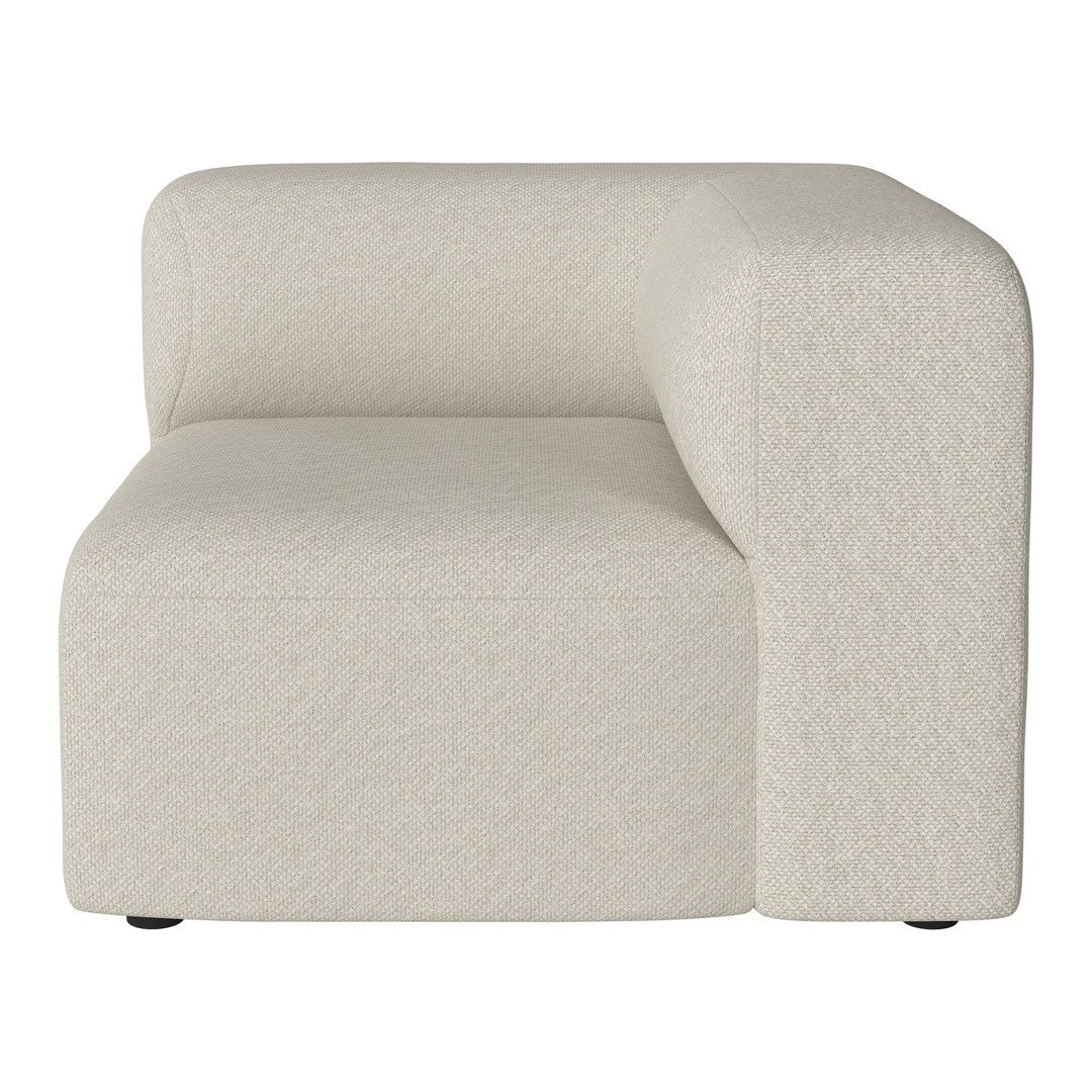 Light beige corner sofa with soft texture and modern, minimalist design. Perfect for contemporary living spaces.