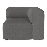 Stylish gray upholstered modular sofa with a smooth, minimalist design and rounded edges. Perfect for modern decor.