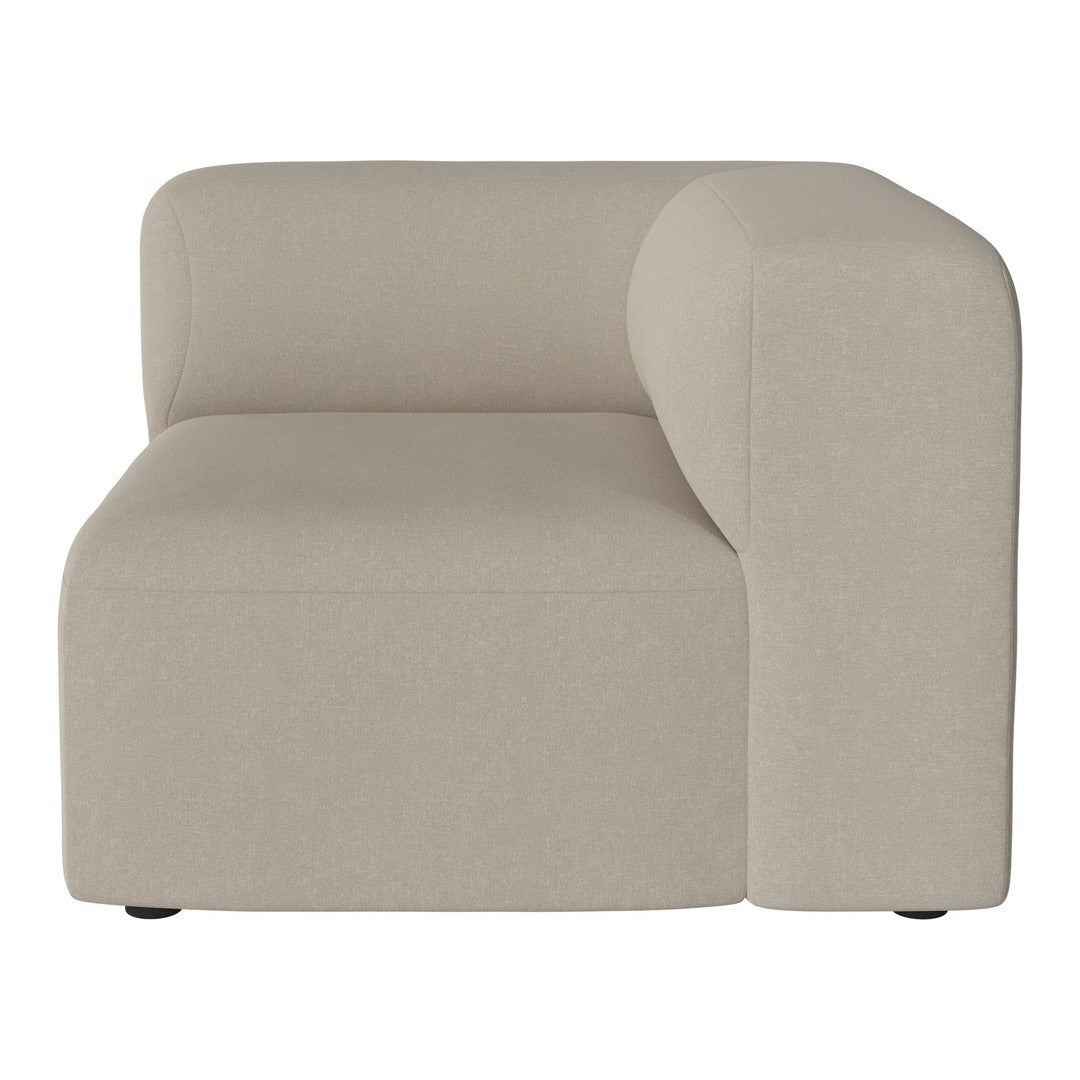 Beige modern modular sofa with a minimalist design and smooth, textured fabric. Perfect for contemporary settings.