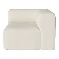 "Modern ivory corner sofa with a smooth, textured fabric finish and minimalist design."