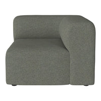 Textured light gray sofa section with a modern curved design, perfect for contemporary living spaces.