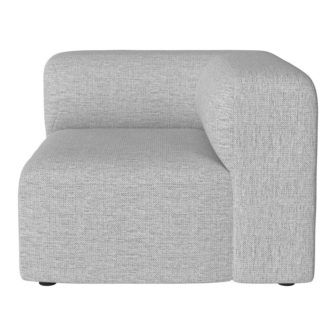 Gray textured corner sofa with a modern design, featuring a smooth finish and minimalist style.