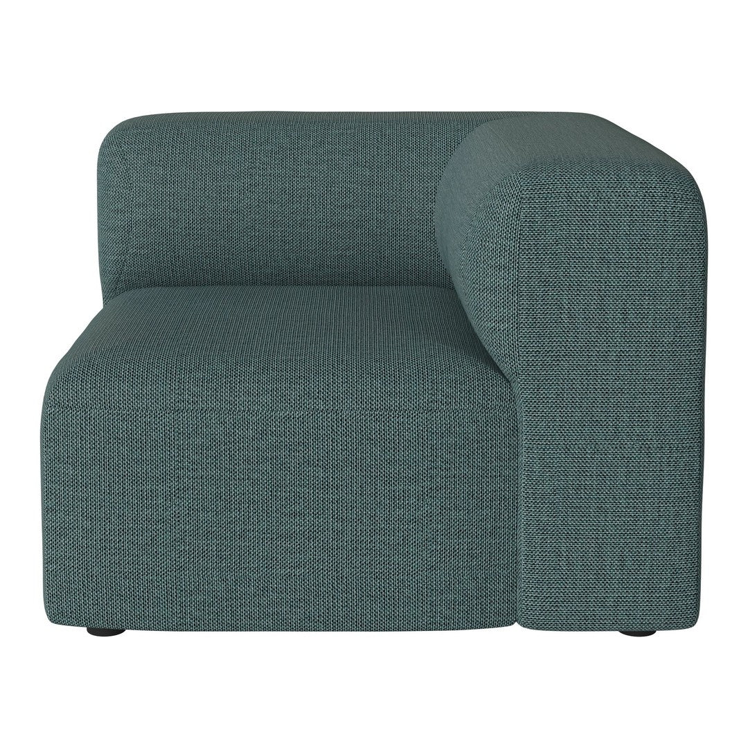 Teal textured fabric armchair with a modern, sleek design and minimalist pattern, perfect for contemporary spaces.